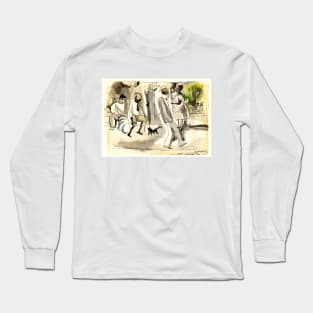 People & Cat in Park, Charleston, South Carolina 1916, Jules Pascin Long Sleeve T-Shirt